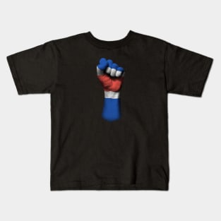 Flag of Costa Rica on a Raised Clenched Fist Kids T-Shirt